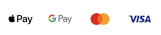 apple pay, google pay, visa, mastercard. Accepted payment methods